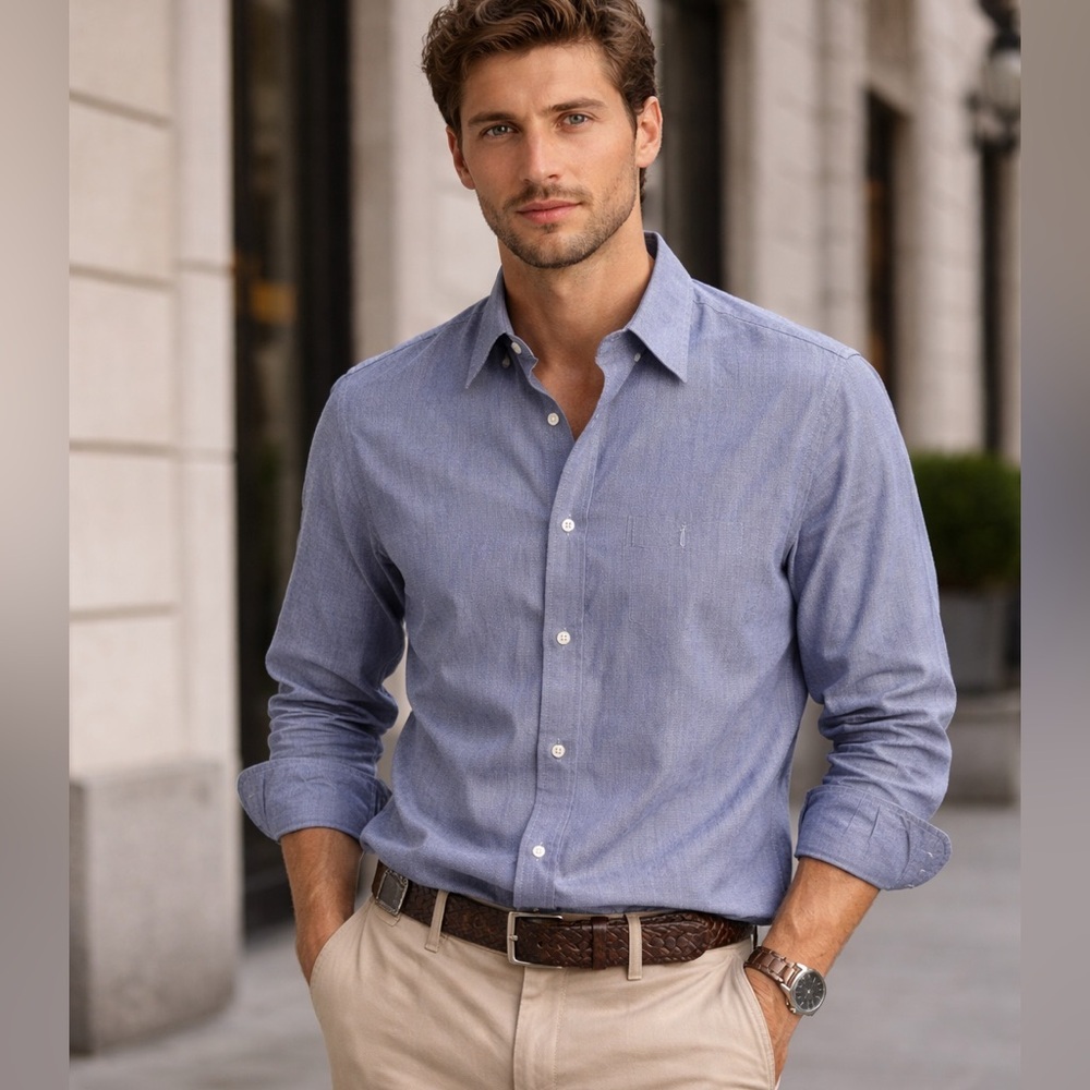 Versace Casual Blue Button-Down Shirt XL